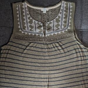 Mason & Belle Embroidered Olive Sleeveless Top